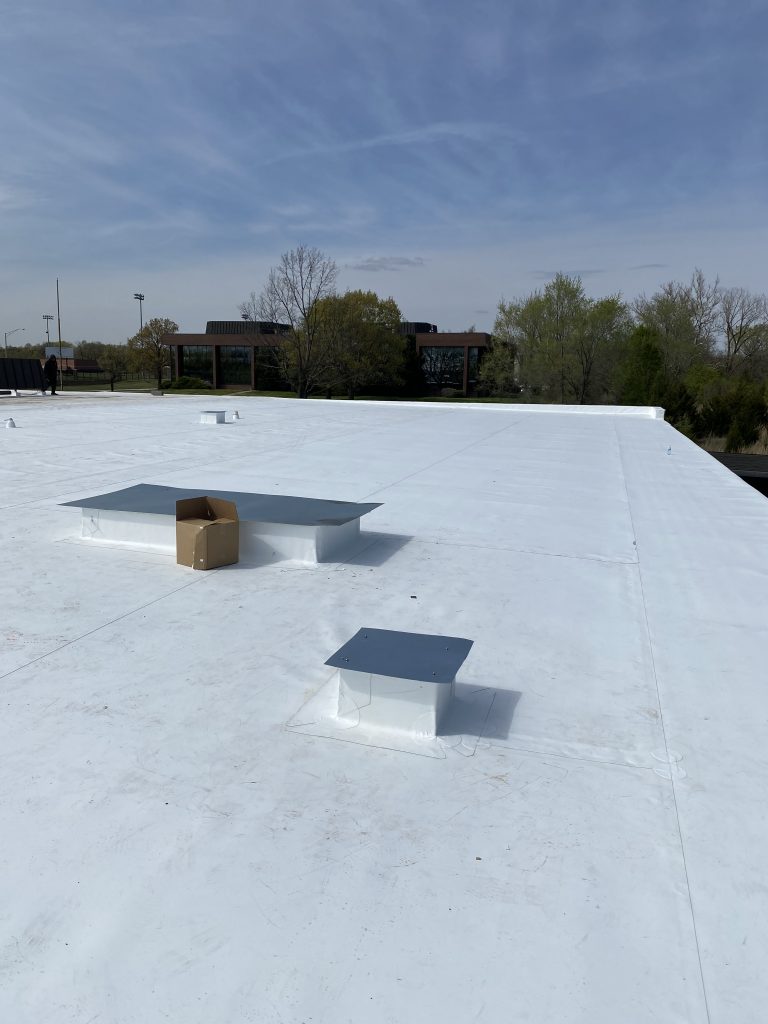 New flat roof on commercial building by Buck Roofing