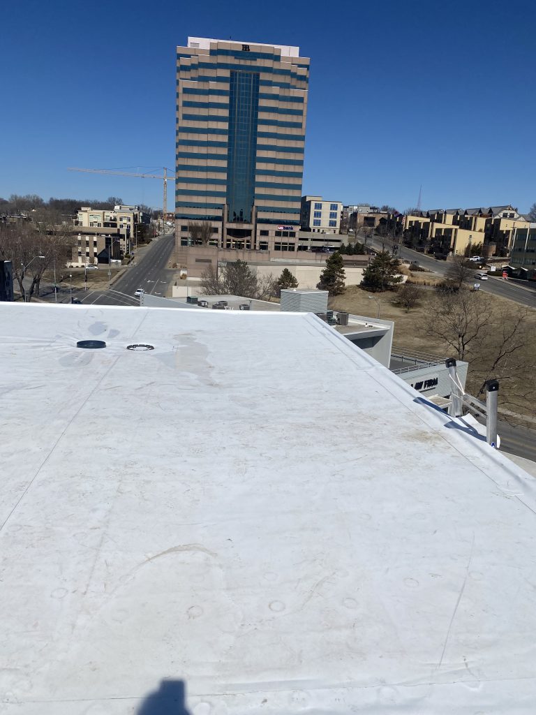 Buck Roofing completed a roofing project for a building on The Plaza in Kansas City, MO