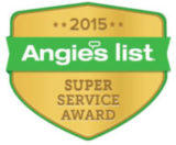 The 2015 Angie's List Super Service Award earned by Buck Roofing for providing quality roofing services in Manhattan, KS, and Kansas City